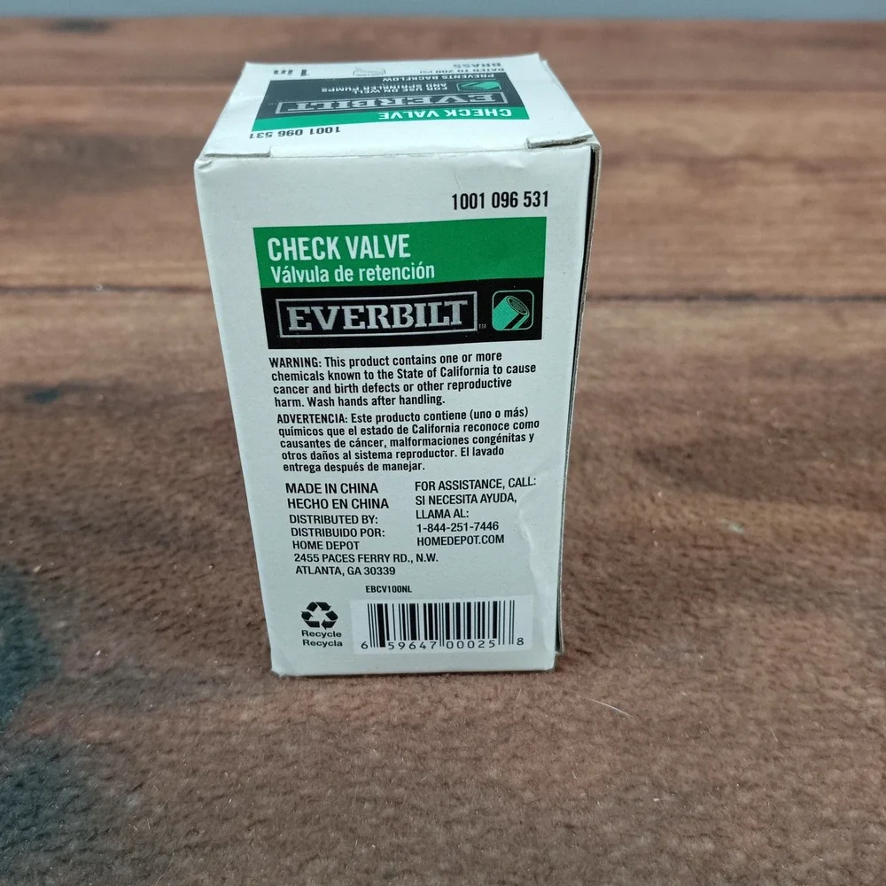 EVERBILT 1 Inch Brass Check Valve for Well and Sprinkler Pumps Rated to 200 PSI